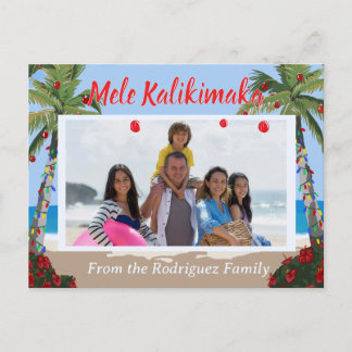 Cartão Postal De Festividades Mele Kalikimaka Hawaiian Beach Personalized Photo 