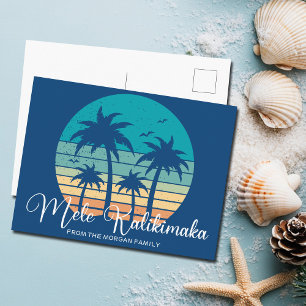 Cartão Postal De Festividades Mele Kalikimaka Praia Tropical Sunset Natal