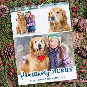 Cartão Postal De Festividades Melhor Ano em Revisão Foto Azul de Cão de Pet