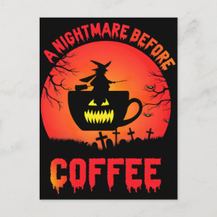 Cartão Postal De Festividades Melhor diversão de café e café do Halloween