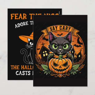 Cartão Postal De Festividades Melhor Presente de Roupas de Gato do Halloween Gif