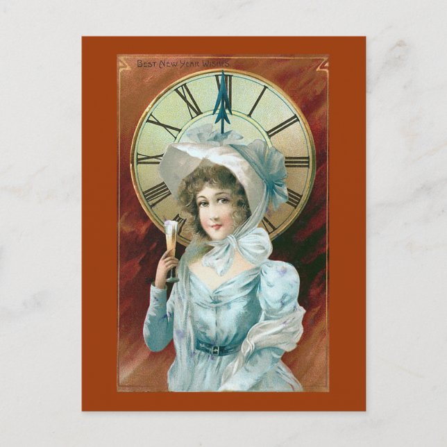 Cartão Postal De Festividades "Melhores Desejos de Ano Novo" (Frente)