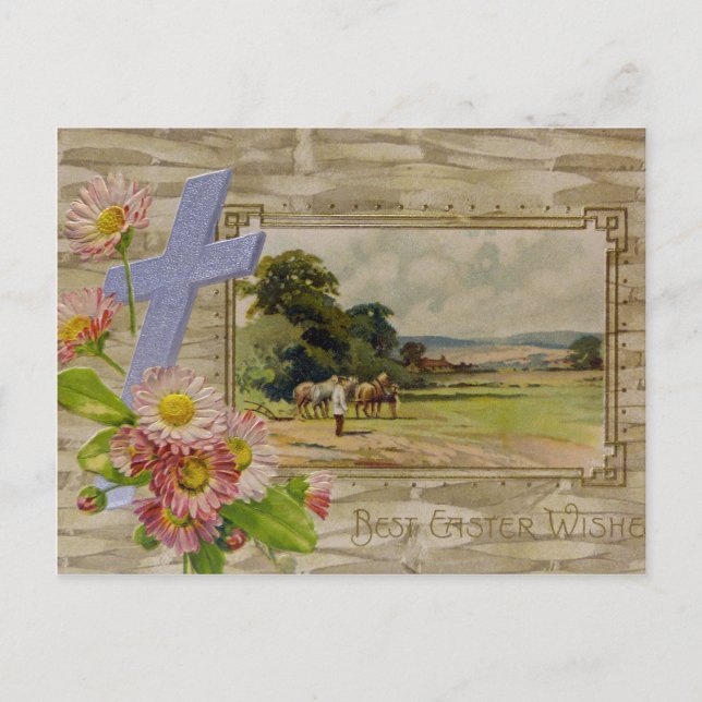 Cartão Postal De Festividades Melhores desejos de Páscoa (Frente)