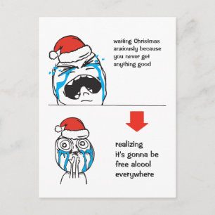 Cartão Postal De Festividades Memes de Natal Le Me texto personalizado EDITÁVEL
