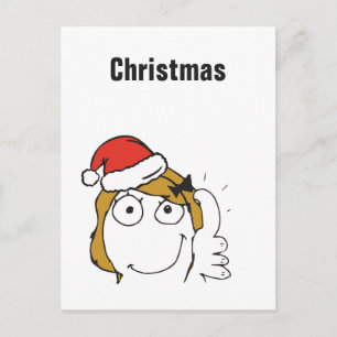Cartão Postal De Festividades Memes de Natal Loira Troll Texto Personalizado EDI