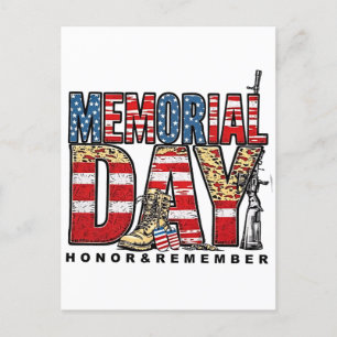 Cartão Postal De Festividades Memorial Day Honra e Lembre-se da Bandeira dos EUA
