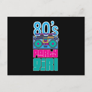 Cartão Postal De Festividades Menina de anos 80 Retro Incrível Mulher Colorida