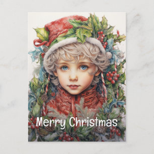 Cartão Postal De Festividades Menina de Natal Personalizada 13 de 25