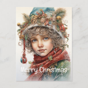 Cartão Postal De Festividades Menina de Natal Personalizada 19 de 25