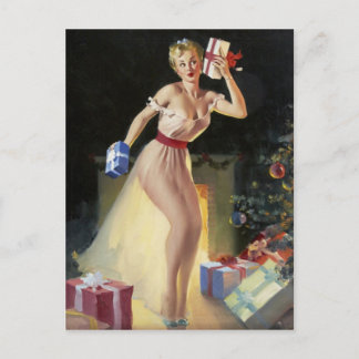 Cartão Postal De Festividades Menina de Natal travessa