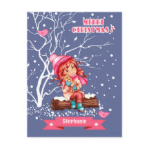 Menina e Gatinho | Nome personalizado Natal