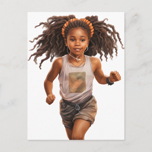 Cartão Postal De Festividades Meninas negras correndo magia melanina meninas de  (Frente)
