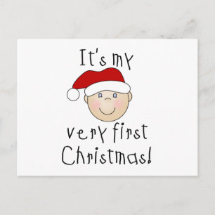 Cartão Postal De Festividades Menino É Meu Primeiro Natal Camisetas e Presentes