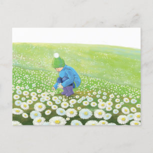 Cartão Postal De Festividades Menino Escolhendo Visitas em uma Ilustração de Hil