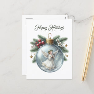 Cartão Postal De Festividades Mensagem adicional do Anjo de Natal Festivo
