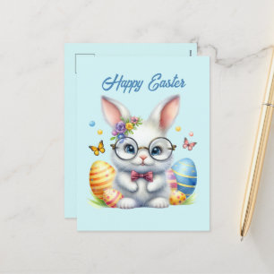Cartão Postal De Festividades Mensagem de adição de coelhinha d'água de Páscoa f