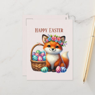 Cartão Postal De Festividades Mensagem de adição de raposa de Felz pascoa cega
