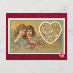 Cartão Postal De Festividades Mensagem de Dia dos Namorados Vitoriana 2 Meninas