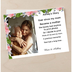 Cartão Postal De Festividades Mensagem de foto personalizada para o Dia das Mães