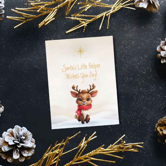 Cartão Postal De Festividades Mensagem de Natal Adorável para Bebê Reindeer (Criador carregado)
