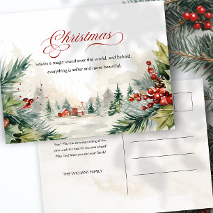 Cartão Postal De Festividades Mensagem de Natal Cena de Inverno Não Foto