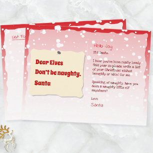 Cartão Postal De Festividades Mensagem de Papai Noel para Elfos Travessos Cartão