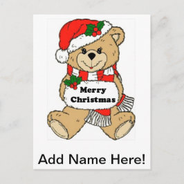 Cartão Postal De Festividades Mensagem do urso de Natal