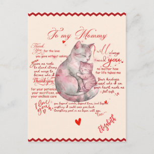 Cartão Postal De Festividades Mensagem Emocional do Dia das Mães para Minha Mamã