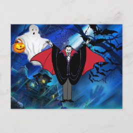 Cartão Postal De Festividades Mensagem personalizada do Dia das Bruxas do Dracul