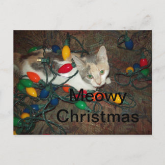 Cartão Postal De Festividades Meowy Christmas