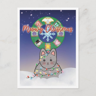 Cartão Postal De Festividades Meowy Christmas Holiday Cat Postcard