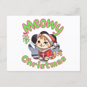 Cartão Postal De Festividades Meowy natal