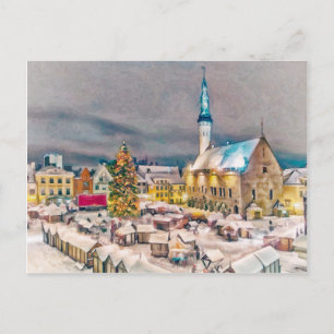 Cartão Postal De Festividades Mercado do Natal de Tallinn Estónia