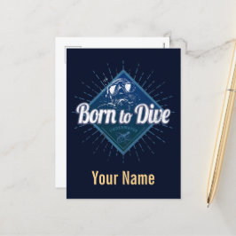 Cartão Postal De Festividades Mergulhador Retro Scuba Mergulhando Escola Oceano