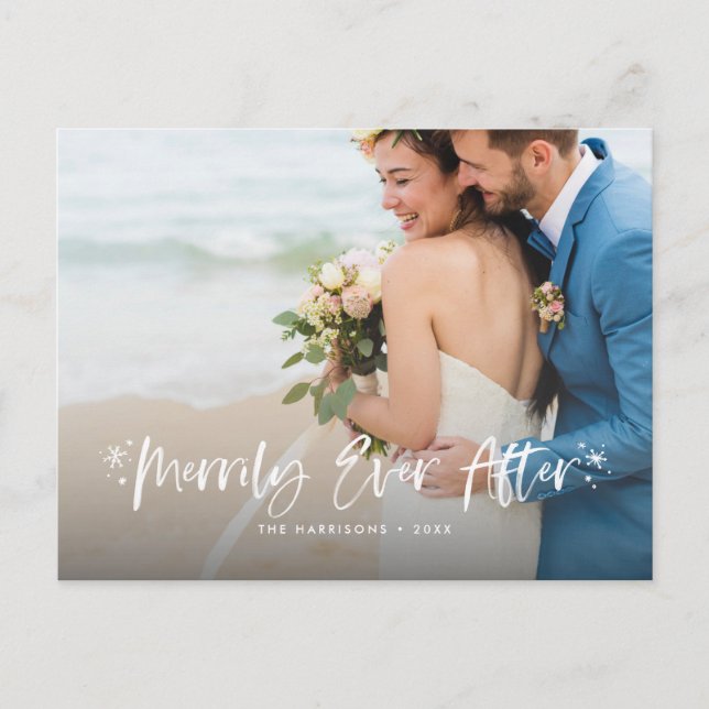 Cartão Postal De Festividades Merrily Ever Após A Foto De Natal (Frente)