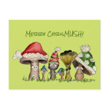Merry ChrisMUSH Christmas Mushrooms Cartoon