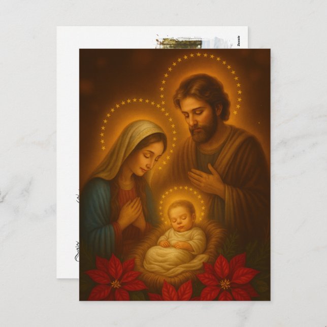 Cartão Postal De Festividades Merry Christmas Baby Jesus Nativity Scene Photo (Frente/Verso)