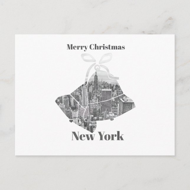 Cartão Postal De Festividades Merry Christmas Bell New York (Frente)