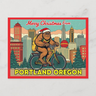 Cartão Postal De Festividades Merry Christmas Bigfoot Portland Oregon