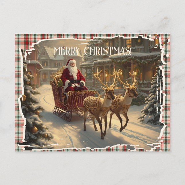 Cartão Postal De Festividades Merry Christmas Classic Retro Festive Christmas (Frente)