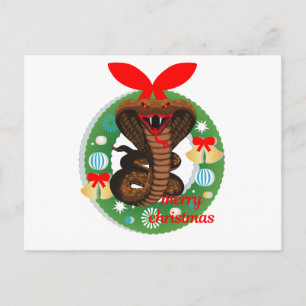 Cartão Postal De Festividades merry christmas cobra snake