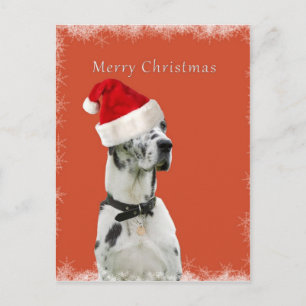 Cartão Postal De Festividades Merry Christmas. Dalmatian dog in a santa hat
