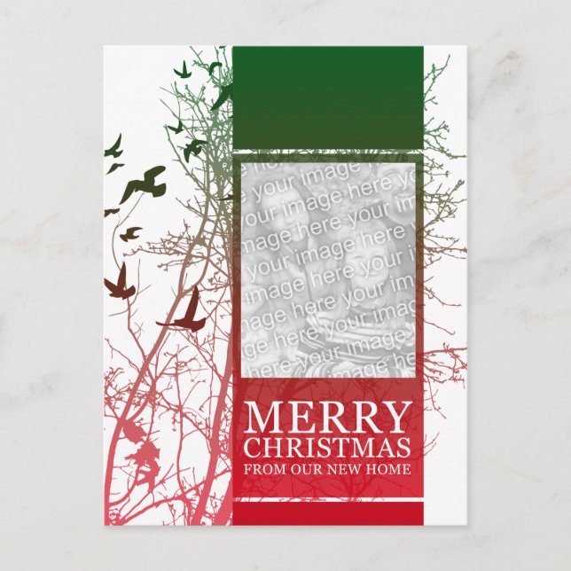 Cartão Postal De Festividades merry christmas from our new home (silhouscreen) (Frente)