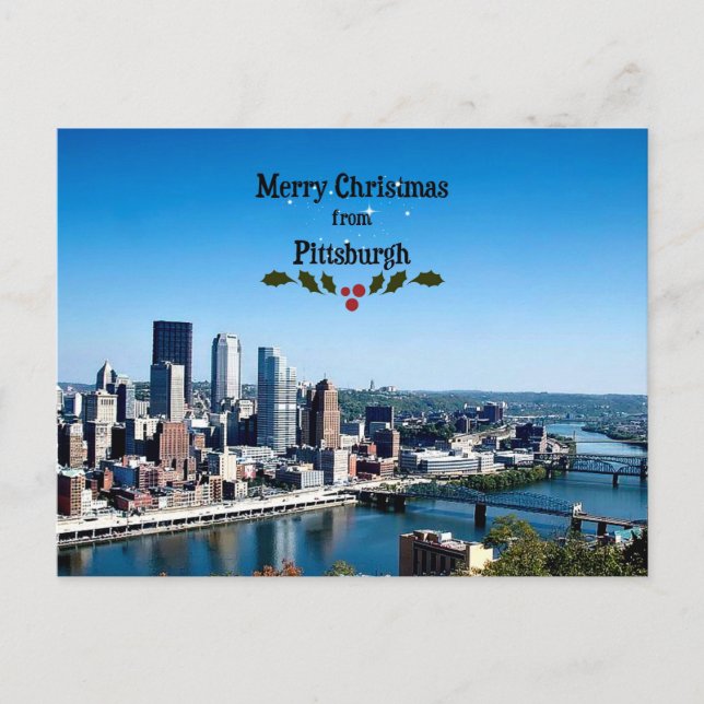 Cartão Postal De Festividades Merry Christmas from Pittsburgh (Frente)
