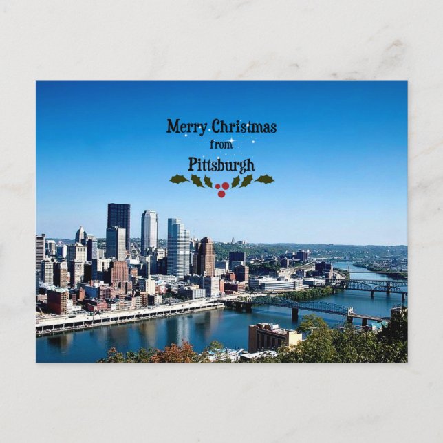 Cartão Postal De Festividades Merry Christmas from Pittsburgh (Frente)