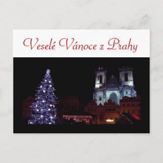 Cartão Postal De Festividades Merry Christmas from Prague