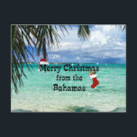 Cartão Postal De Festividades Merry Christmas from the Bahamas<br><div class="desc">Merry Christmas from the Bahamas,  beautiful tropical beach</div>
