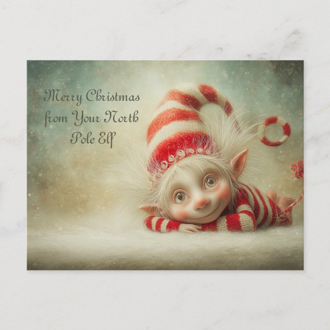 Cartão Postal De Festividades Merry Christmas from Your North Pole Elf | Cute (Frente)