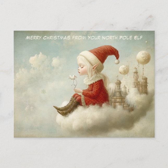 Cartão Postal De Festividades Merry Christmas from Your North Pole Elf | Cute (Frente)