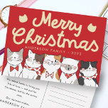 Cartão Postal De Festividades Merry Christmas Funny Cute Cats Caroling<br><div class="desc">Carol of the cats. 'Tis the season,  to be meowwy! meow meow meow meow.. meow meow meow MEOW!

Available here:
http://www.zazzle.com/selectpartysupplies</div>